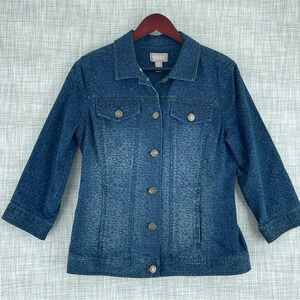 Chico's Womens Size 0 (4) button up jean jacket 0312